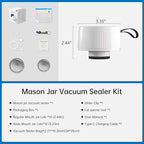Electric Mason Jar Vacuum Sealer Kit, 3-in-1 Handheld Automatic Vacuum Sealer for Mason Jars, Canning Sealer Machine for Jars, Containers, Vacuum Bags | Present for Mom, White