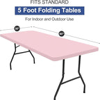 homing Rectangle Table Cloth Cover, Waterproof Polyester Elastic Fitted Tablecloth, Fits for 5 Foot Folding Tables, Washable Table Protector for Picnic, Camping, Outdoor (Pink, 30" x 60")