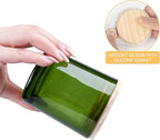8 OZ Thick Candle Jars for Making Candles 15 Pcs, Green Empty Jars with Wood Lids for Candle Making, Sample Container,Clear Green