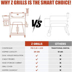 Z GRILLS 2025 Electric Pellet Grill & Smoker, 700 sq in Cooking Area, Dual-Wall Insulation, PID V2.1 Controller, Meat Probes, Easy Hopper Clean-out, Includes Grill Cover, 8 in 1 Outdoor BBQ, 700D6