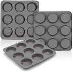 Palksky Chocolate Almond Peanut Butter Cup Mold - (3PCS) 9 Cup Bite Size Fat Bombs Snack Baking Pan/Mini Silicone Cookie Candy Mold for Brownie, Jello, truffle