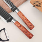 7-Piece Ultra Sharp Chef Knife Set - Premium German High Carbon Stainless Steel, Ergonomic Wood Pattern Handle, Professional Kitchen Knives with Gift Box (Brown 7 Piece)