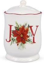 Young's Inc Ceramic Treat Jar with Lid, Joy Airtight, Cat Dog Treats, Rustic Kitchen Décor, Treats for Pets, Cookies, Candies, Decorative with Lids