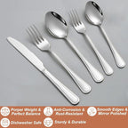 40 Pcs Silverware Set for 8 with Simple Striped Handle Design, Food Grade Stainless Steel Flatware Set, Eating Utensils Sets Include Fork/Knife/Spoon, Reusable Cutlery Set, Dishwasher Safe