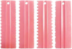 Cake Scrapers Set Pink Decorating Comb and Icing Smoother, Plastic Sawtooth Scraper Polisher Butter Mousse Cream Cake Edge DIY Tool -8 Design Textures (Pink)