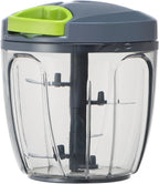 Ourokhome Manual Food Processor Vegetable Chopper, Portable Hand Pull String Garlic Mincer Onion Cutter for Veggies, Ginger, Fruits, Nuts, Herbs, etc., 900ml, Grey