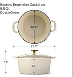 Tramontina Bestow Enameled Cast Iron Dutch Oven Pot with Lid, Round 5.5-quart, Latte with Gold Knob