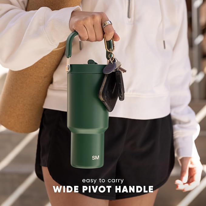 Simple Modern Trek Pivot | 30oz Flip Straw Tumbler with Handle | Water Bottle & Boot | Interchangeable Straw & Chug Lids | Insulated Stainless Steel Jug | Gym Sports | Purple Breeze Houndstooth