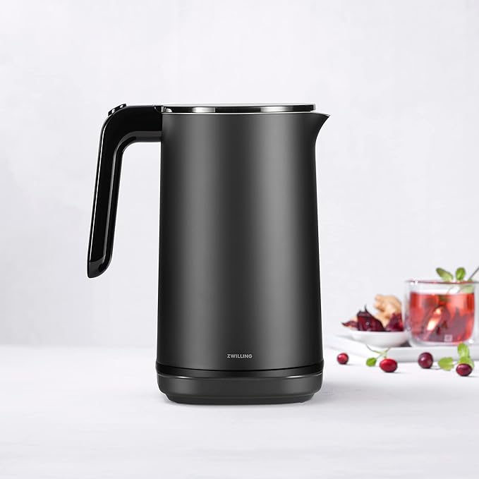 ZWILLING Enfinigy Cool Touch 1.5-Liter Electric Kettle Pro, Cordless Tea Kettle & Hot Water - Black