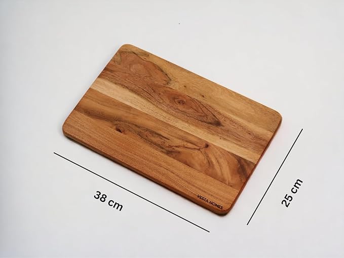 Vesta Homes Wooden Cutting Board for Kitchen/Chopping, Serving Board, Platter for Vegetables, Fruits, Cheese and Charcuterie | Natural Acacia Wood |15 * 10 Inches | Handcrafted in India