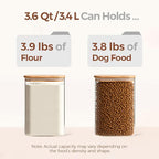 ComSaf 3.6 Qt Glass Food Storage Containers Set of 2, Large Storage Containers with Lids, Square Glass Jars with Lids, for Flour and Sugar, Cereal, Rice, Pasta, Oats, Coffee Beans