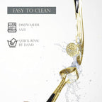 Kitessensu High Effective Garlic Press With Studs, Heavy Duty Garlic Mincer, Easy to Squeeze and Clean, Rust Proof & Dishwasher Safe, Ginger Crusher - Golden
