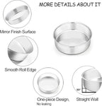 TeamFar 6 Inch Cake Pan, 2 Pcs Round Tier Cake Pan Set Stainless Steel for Baking Steaming Serving, Fit in Oven Pot Air Fryer, Healthy & Heavy Duty, Mirror Finish & Easy Clean, Dishwasher Safe