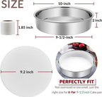 E-far 9½ Inch Cake Pan Set of 2, Stainless Steel Round Layer Cake Baking Pans with Parchment Rounds & Side Liner Roll, Non-Toxic & Healthy Metal Cakes Tin, Straight Side & Dishwasher Safe