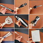 9Pcs/Set Cocktail Shaker Set with Stand, 750ml (25oz) Cocktail Shaker Bartender Kit: Bar Tool Set, Drink Mixing Includes Shakers Strainer Jigger Bar Mixer Spoon Muddler Pourer Bottle Stopper (Silver)