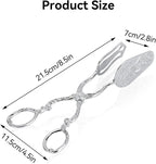 9in Vintage Salad Tong for Serving, Zinc Alloy Silver Food Serving Tongs Salad Steak Clip Buffet Tongs for Buffet Catering Bread BBQ, 8.5x4.5in