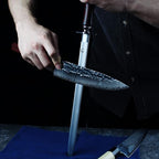 Efficient Honing Steel 12 Inches Round Knife Sharpener Steel Sharpening Rod for Kitchen Knives Carbon Steel Honing Rod