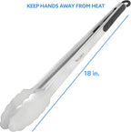 Kona Premium Stainless-Steel Locking Grill Tongs 18 inch, Sturdy, Heavy Duty Tongs - Great for Cooking, Grilling, and Barbecue (BBQ)