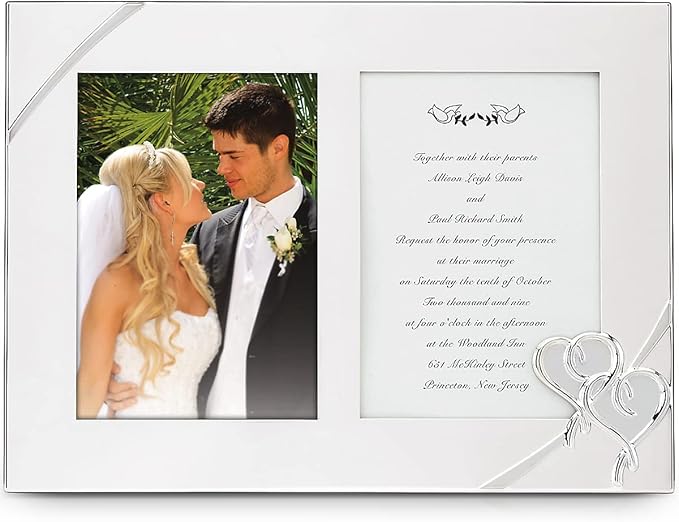 Lenox True Love Double Invitation Frame, 9-Inch - 812614, Metallic