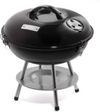 Cuisinart 14" Portable Charcoal Grill, Tabletop Outdoor Small Grill with Locking Lid and Dual Vents, Chrome Plated Travel Size BBQ Perfect for Camping, Tailgates, Cookouts, Black