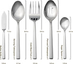 Alata Cube 65-Piece Forged Stainless Steel Flatware Set Cutlery Set with Utensil-Serving Set, Silverware Set Service for 12, Mirror Finish, Dishwasher Safe