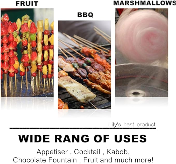 HOPELF 17.5" Natural Bamboo Skewers Sticks for BBQ，Kabob，Grilling，Barbecue，Kitchen，Roasting，Marshmallows，Plant Stakes，Crafting.Φ=5mm, More Size Choices 4"/6"/8"/10"/12"/14"/16"/30"/36"
