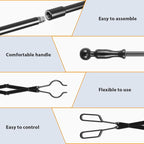 FEED GARDEN 32 Inch Fireplace Poker and 26 Inch Fireplace Tongs Set for Fire Pit Fireplace Tools Accessories Log Grabber Set For Camping Wood Stove Patio Campfire Picnic Indoor Outdoor