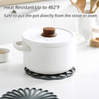Set of 3 Silicone Trivet Mat - Hot Pot Holder Hot Pads for Table & Countertop - Trivet for Hot Dishes - Non-Slip & Heat Resistant Modern Kitchen Hot Pads for Pots & Pans, Yellow