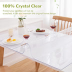 20 x 48 Inch Clear Table Cover Protector, Clear Table Protector for Dining Room Table, 1.5mm Plastic Table Cover, Waterproof Table Pad for Kitchen, Office