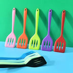 2Pack Small Silicone Turner High Heat Resistant Slotted Spatula for Fish, Eggs, Pancakes and More (8.2 IN, Blue)