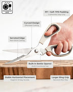 OOU Kitchen Scissors Set - Heavy Duty Stainless Steel All Purpose Shears 2-Pack, Comfort Grip Handles & Protective Sheath, Dishwasher Safe