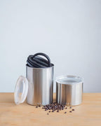 Planetary Design Airscape Stainless Steel Coffee Canister | Food Storage Container | US Patented Airtight Lid | Push Out Excess Air Preserve Food Freshness (Small, Matte White)
