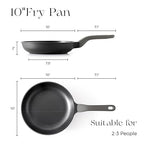 PRICUSIS Nonstick Frying Pan, 8/10/12 Inch Skillet with Stay Cool Handle, Fully Coated, Induction Compatible & Oven Safe, 100% Dishwasher Safe, PTFE & PFOA Free（10 Inch, Black Sesame）