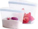 Stasher Premium Silicone Reusable Food Storage Bags, 2-Pack, Clear, Multi-Use Food Storage Bags, Lunch Bag, Travel Containers, BPA Free, Leak-free, Dishwasher-Safe, Eco-friendly