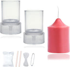 MILIVIXAY 2PCS Pillar Candle Mold -Height: 3.0inch,Diameter:2.0inch-30ft Long Wicks, 2pcs Wick Holders, a Mold Sealer and a Lead Wire Included as a Gift.