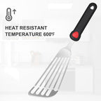 KSENDALO 13.15" Fish Spatula Stainless Steel with Silicone Handle, Flexible Slotted Egg Spatula with Thin Blade for Easier Cooking Flipping Frying Grilling Egg Fish Meat or more