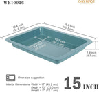 CHEFMADE Baking Sheet Pan, Nonstick 15-Inch Lasagna pan, Deep Baking Bakeware for Oven（Green）