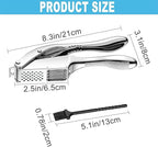 Garlic Press and Slicer 2 in 1, Rust Proof & Dishwasher Safe Professional Garlic Mincer Tool, Effortlessly Crush and Mince Garlic with this Ergonomic Handle-Garlic Slicer & Brush ANCQMI(Pear white)
