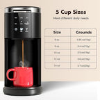 Single Serve Coffee Maker, 2 in 1 Coffee Machine for K-Cup & Ground Coffee, 6 to 14oz Brew Sizes, Pod Coffee Makers with 40oz Removable Water Reservoir, LCD Screen, Self-cleaning, for Home