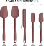 Coukre Silicone Spatula Set of 5,High Temperature Resistant, Food Grade Silicone, Dishwasher Safe, for Baking, Cooking (Pure Wine)