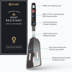 DI ORO Silicone Fish Spatula - for Nonstick Cookware - Fish Turner Spatula 600°F Heat-Resistant BPA Free - Slotted for Cooking - Non Stick Thin Egg Flipper (Black)