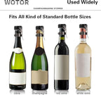 WOTOR Champagne&Wine Bottle Stoppers Stainless Steel with Food Grade Silicone, Leak Proof Keep Fresh Reusable Saver, Cork Suitable for Wine, Champagne, Cava, Prosecco and Sparkling (8 Pack Black）