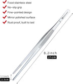 8.5 Inch Kitchen Tweezers Fine Tweezer Tongs, MSY BIGSUNNY Stainless Steel Food Tweezers Multi-function Precision Serrated Tips Cooking Tongs Kitchen Serving Tong