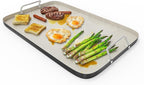 SafBbcue 20" x 13" Double Burner Griddle Pan, Non-Stick Ceramic Coated, for Outdoor Gas Pellet Grill, Stove Top Charcoal Grills, for Weber Charbroil Camp Chef Grill, Black
