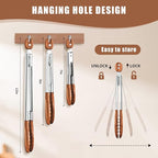 Wooden Tongs for Cooking Set of 2 (9" and 12") Natural Walnut Wooden kitchen Tongs for Grilling, Serving, BBQ and Tossing Salad etc | Ergonomic Stainless Steel Non-Slip Grip, Heat Resistant, Pull Lock
