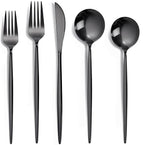 NOCCUR 40-Piece Stainless Steel Black Silverware Set for 8 - Black Utensils Set Include Knives Spoons and Forks for Home/Party/New Year