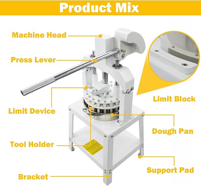 TECHTONGDA Commercial Dough Divider Rounder Machine Manual 30PCS Dough Cutter Hand Press Bread Bakery Dough Dividing Machine