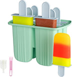 6 Pieces Silicone Popsicle Molds,Easy-Release BPA-Free,Ice Pop Mold Ice Cream Molds For Kids,With 6 PCS Plastic Stick+Cleaning Brush (Mint Green)