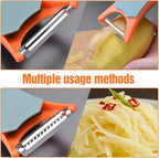 2 In 1 Fruit Peeler,Peeling and shredding Vegetables Potato Vegetable Peeler Carbon Steel Blade,Multi Function Stainless Steel Vegetable Peeler with Straight and Serrated Blades (2PCS-A)