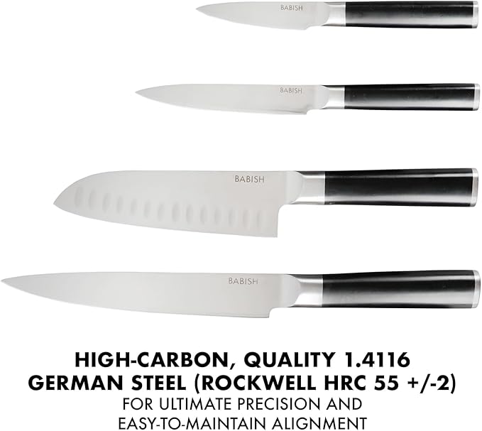 Babish 14-Piece Full Tang Forged Kitchen Knife Set – High-Carbon 1.4116 German Steel Cutlery with Protective Sheaths – Professional Chef Knife Set